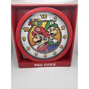 Nintendo Super Mario Bros Mario & Luigi 10" Wall Clock Red NEW